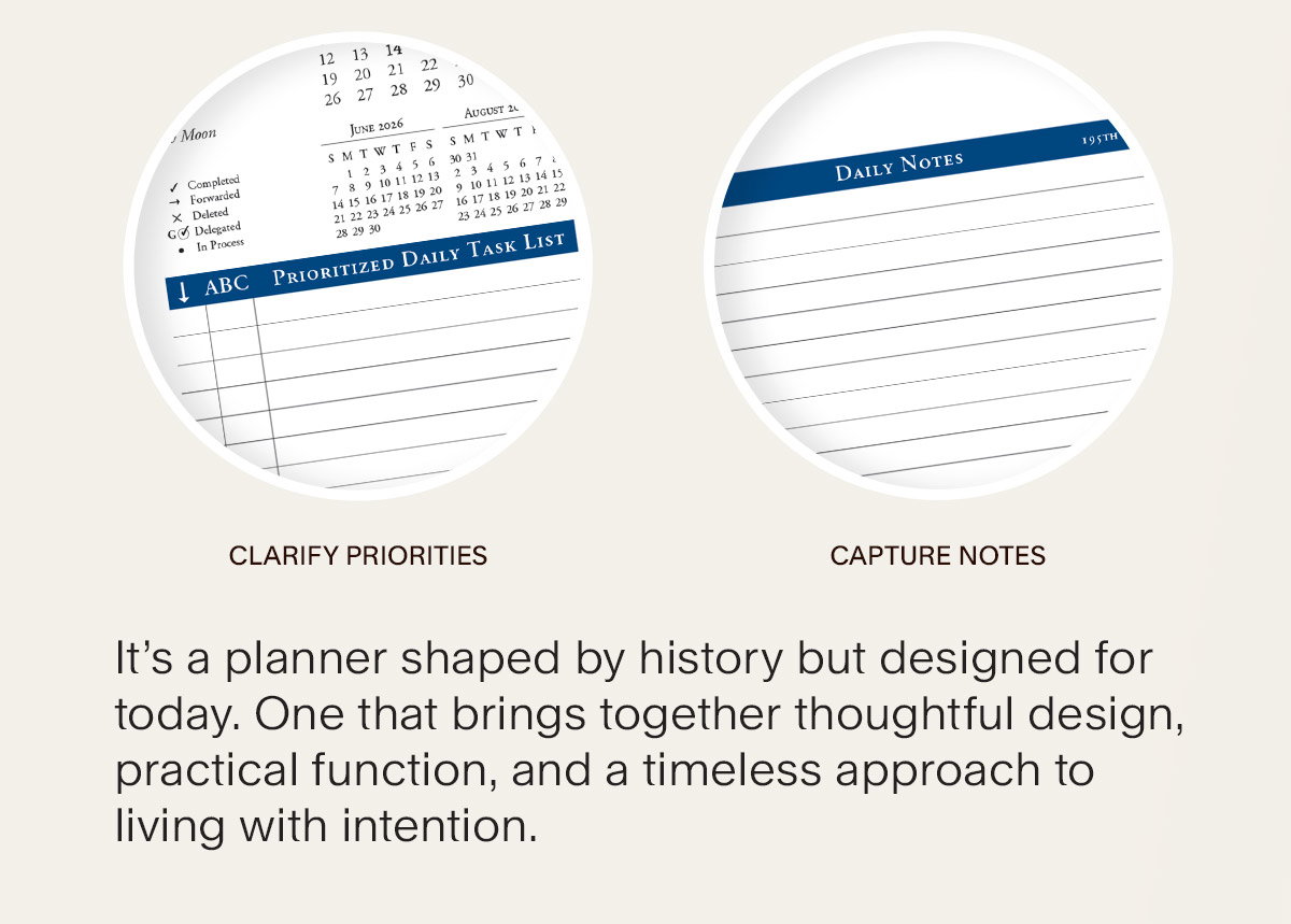 It’s a planner shaped by history but designed for today. One that brings together thoughtful design, practical function, and a timeless approach to living with intention.