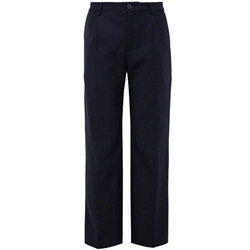 Portuguese Flannel Pleated Wool Trousers - Navy