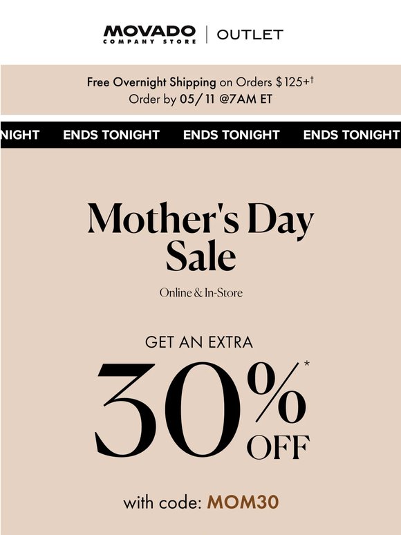 EXTRA 30% ENDS TONIGHT