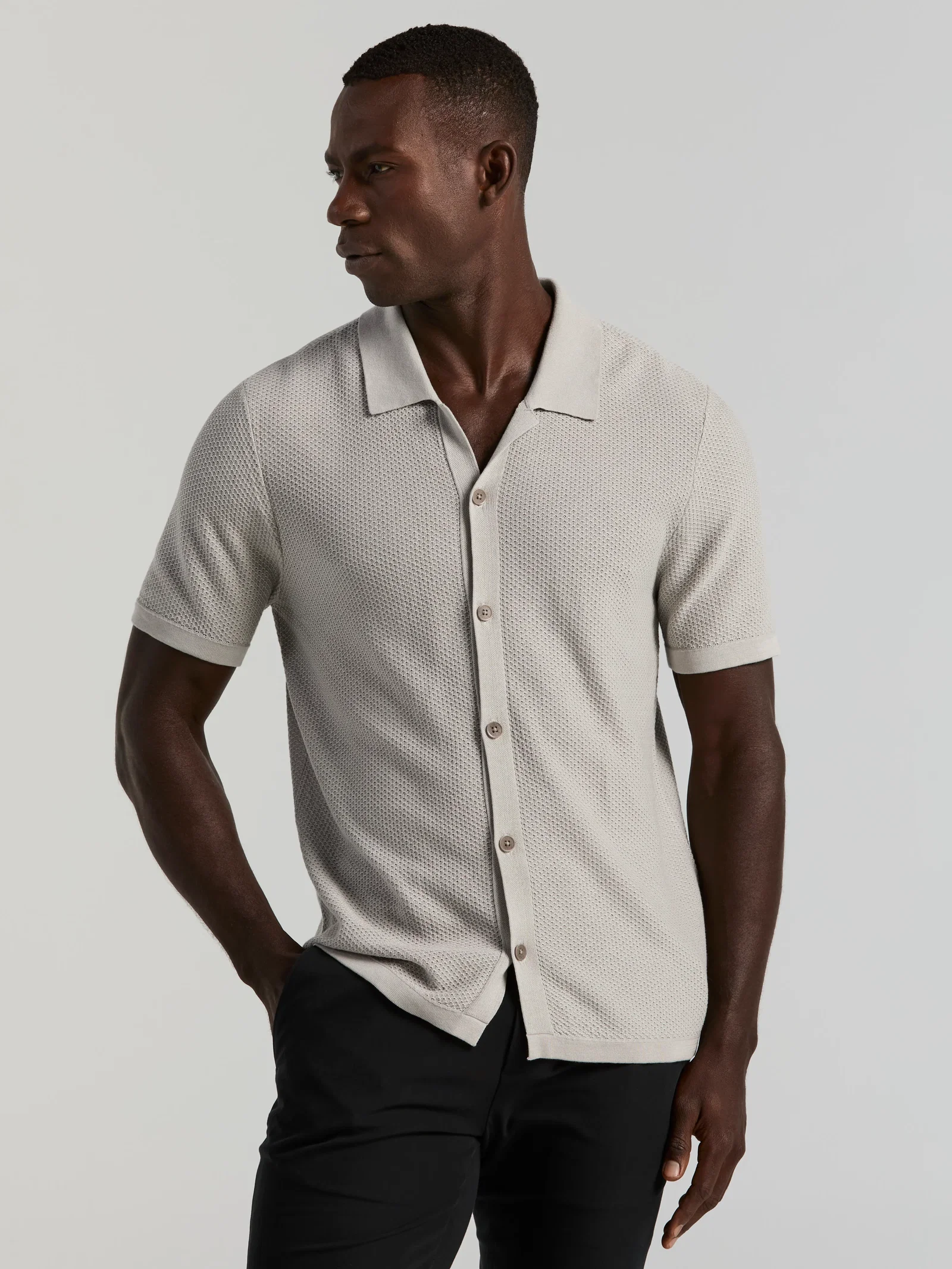 Image of Short Sleeve Button Front Sweater