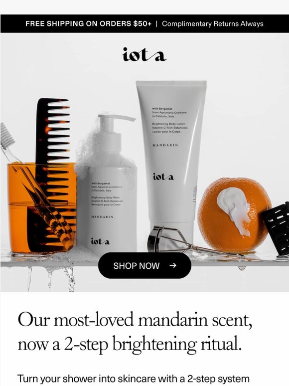 Italian mandarin, from shower to skin