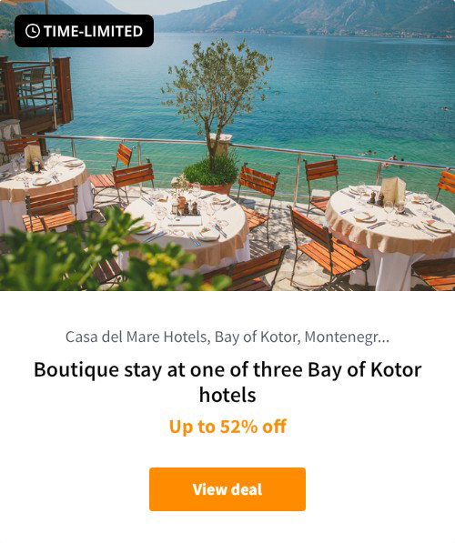 Boutique stay at one of three Bay of Kotor hotels
