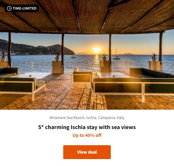 5* charming Ischia stay with sea views