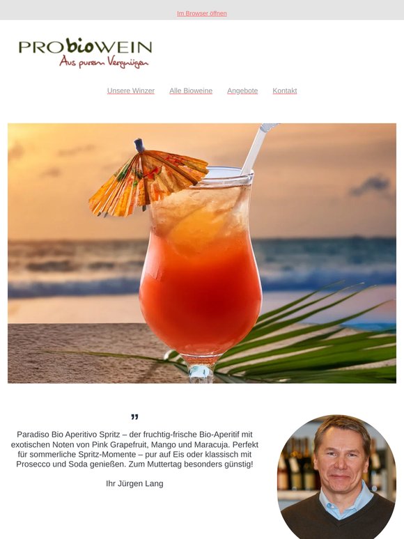 Muttertags Angebot! Paradiso Bio Aperitivo Spritz – der fruchtig-frische Bio-Aperitif