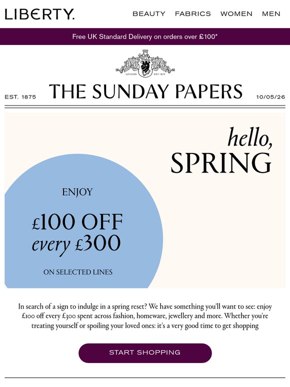 The Sunday Papers: enjoy £100 off every £300