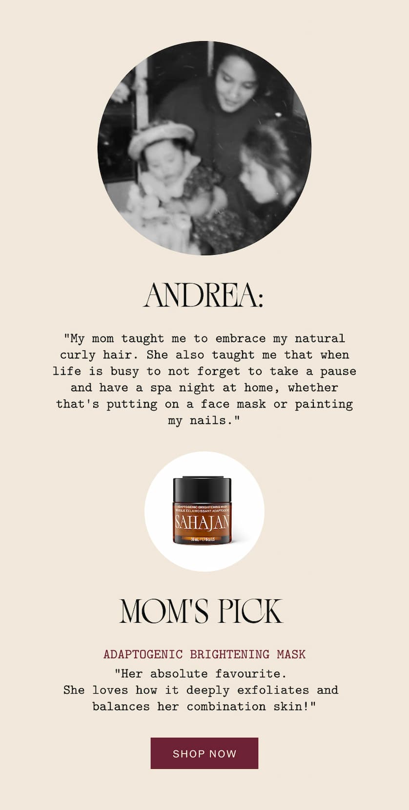 Andrea's Mom's Pick: Adaptogenic Brightening Mask