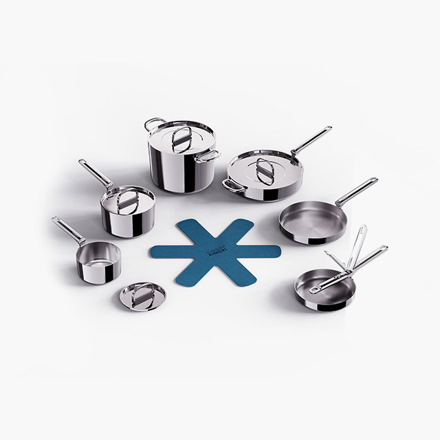 Space Steel Folding Handle 10-Piece Cookware Set