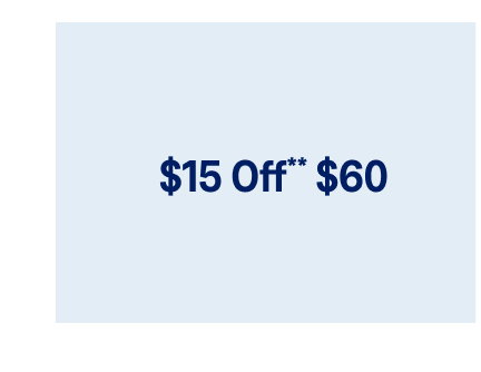 $15 off $60