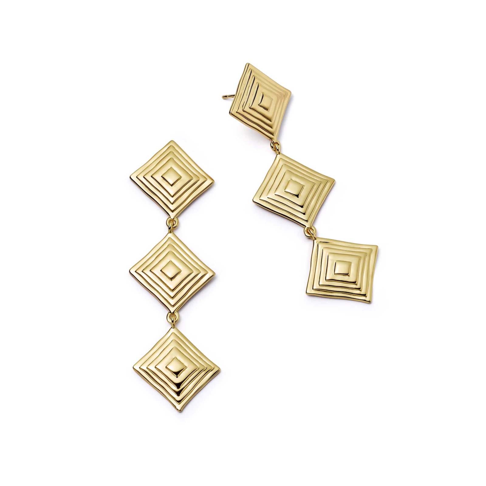 Image of Strata Triple Drop Earrings 18ct Gold Plate