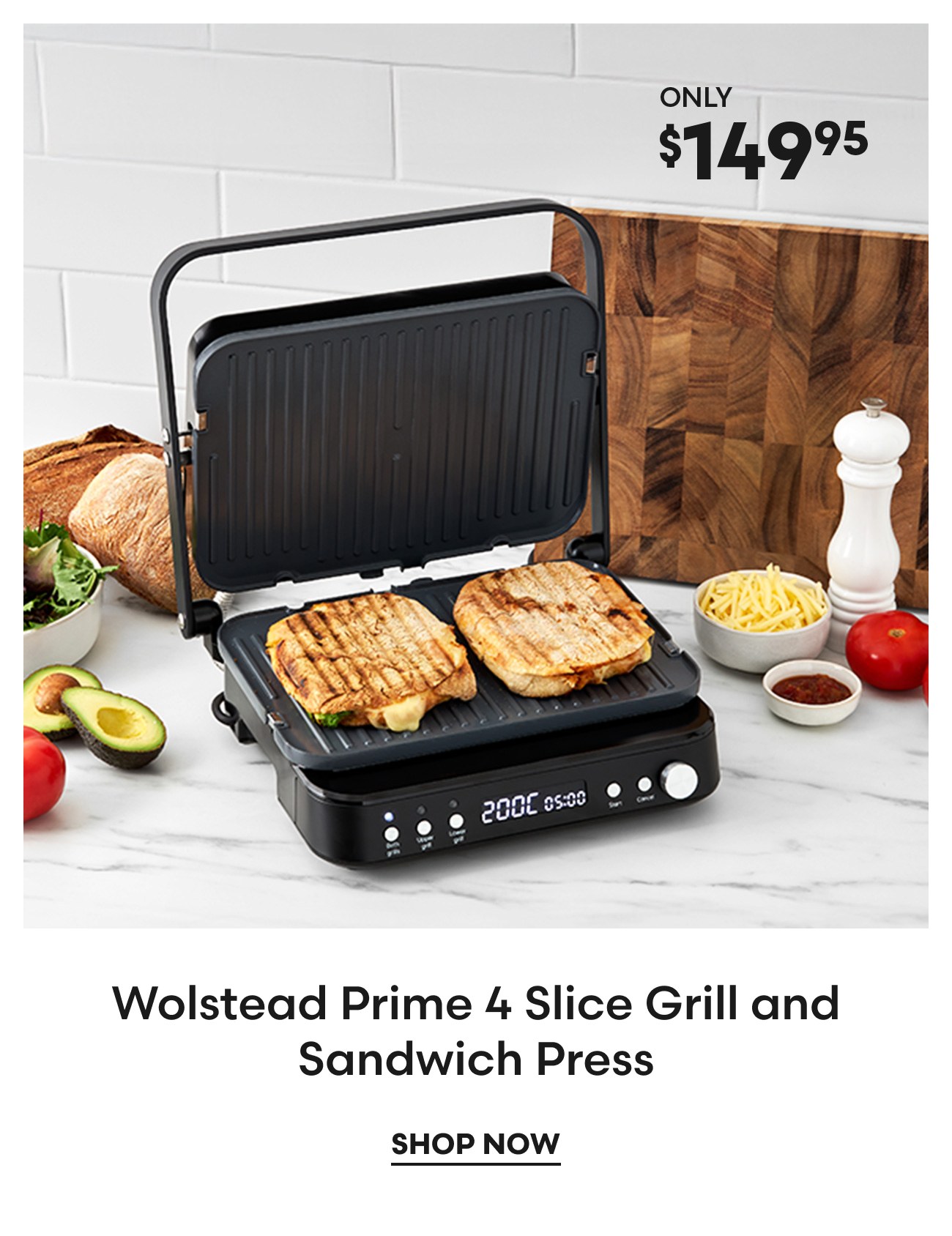 Wolstead Prime 4 Slice Grill and Sandwich Press