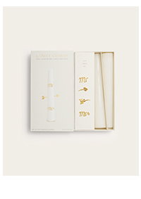  'Mr & Mrs' Candle Charms Gift Set in Off White