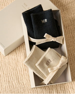 'Mr & Mrs' Socks Gift Set in Black and Off White