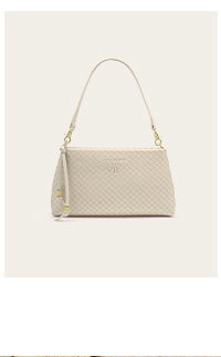 Nova Woven Small Shoulder Bag in Oyster