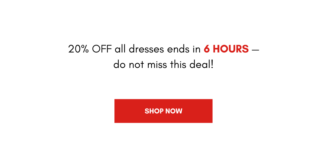20% OFF all dresses ends in 6 HOURS — do not miss this deal!