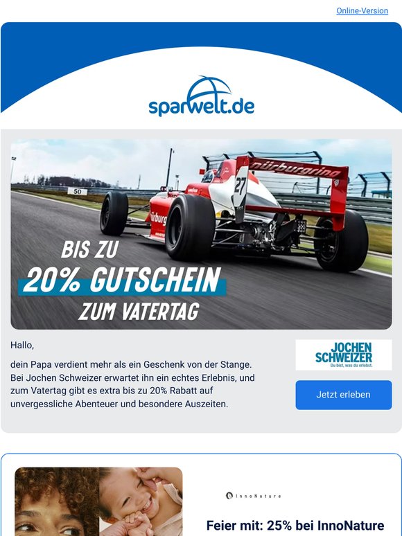 Vatertag: Bis zu 20% Rabatt für Jochen Schweizer Erlebnisse 🚴