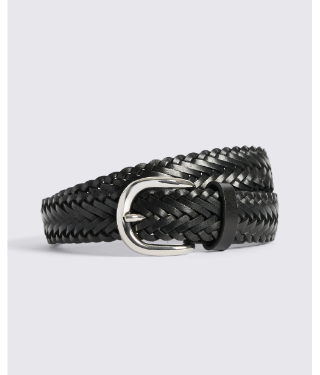 Black Leather Woven Belt
