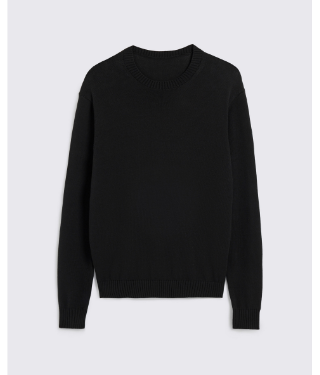 Black Cotton Crew Neck Jumper