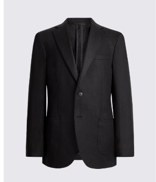Tailored Fit Black Twill Linen Suit Jacket
