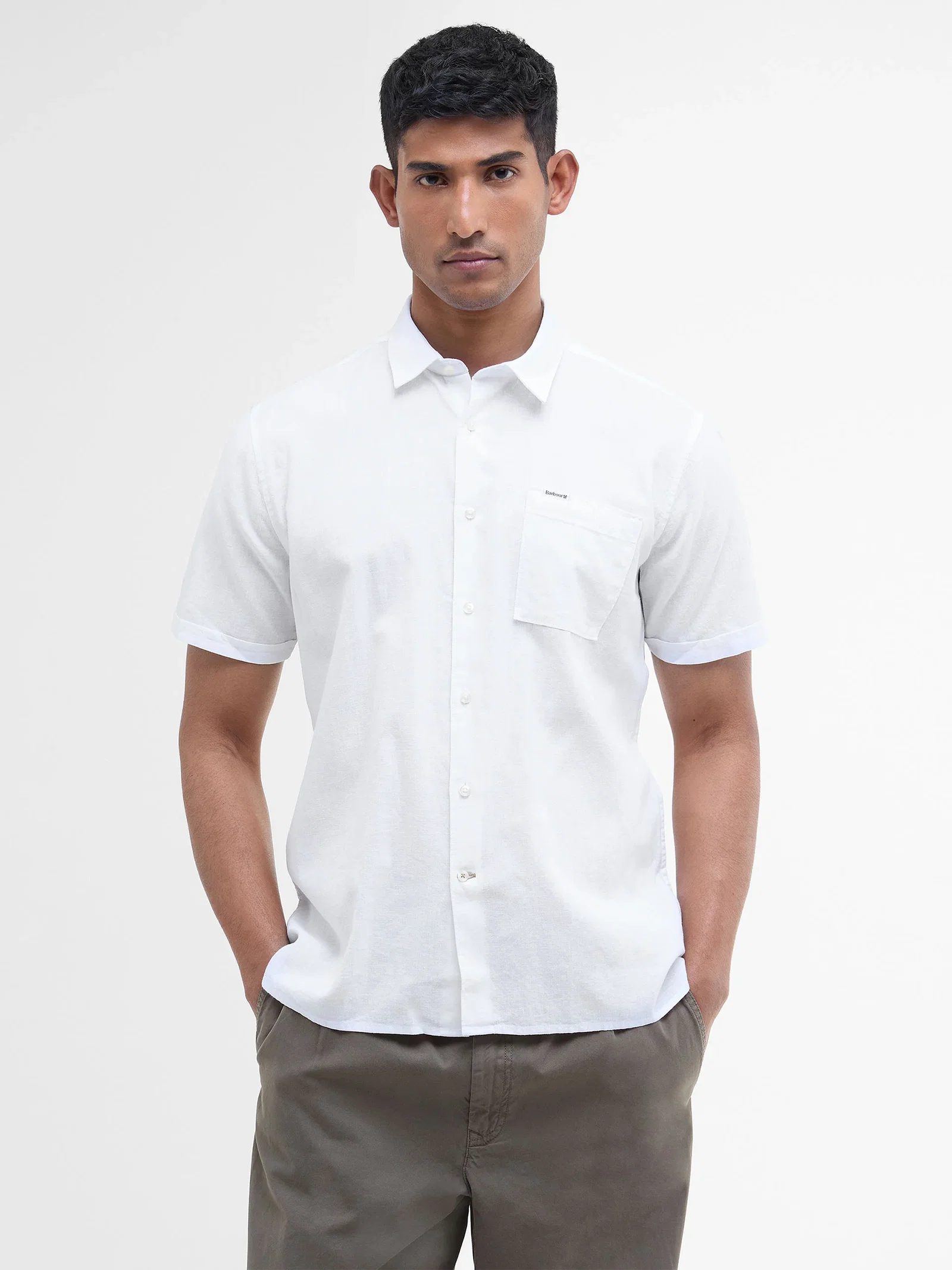 Image of Nelson Regular Fit Linen Blend Short Sleeve Shirt