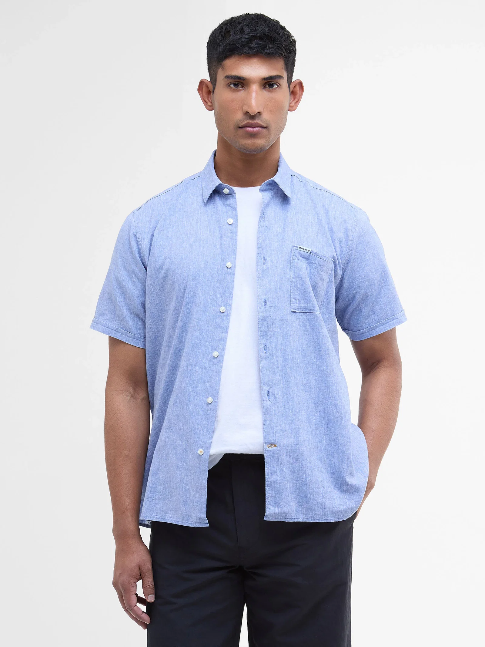 Image of Nelson Regular Fit Linen Blend Short Sleeve Shirt