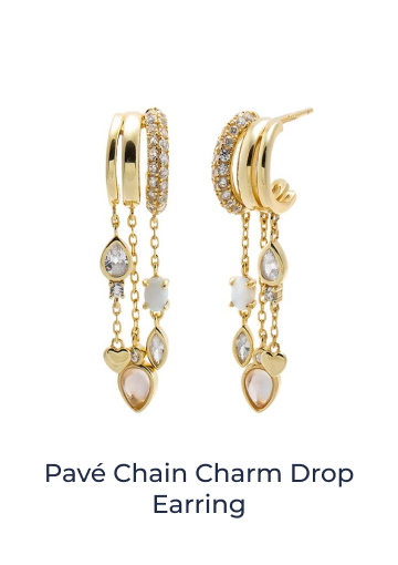 Pave Chain Charm Drop Earring