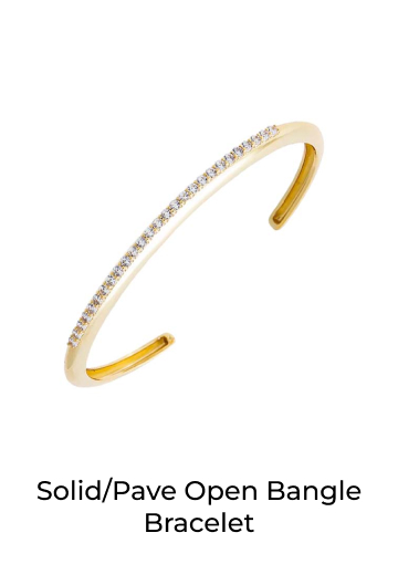 Solid/Pave Open Bangle Bracelet