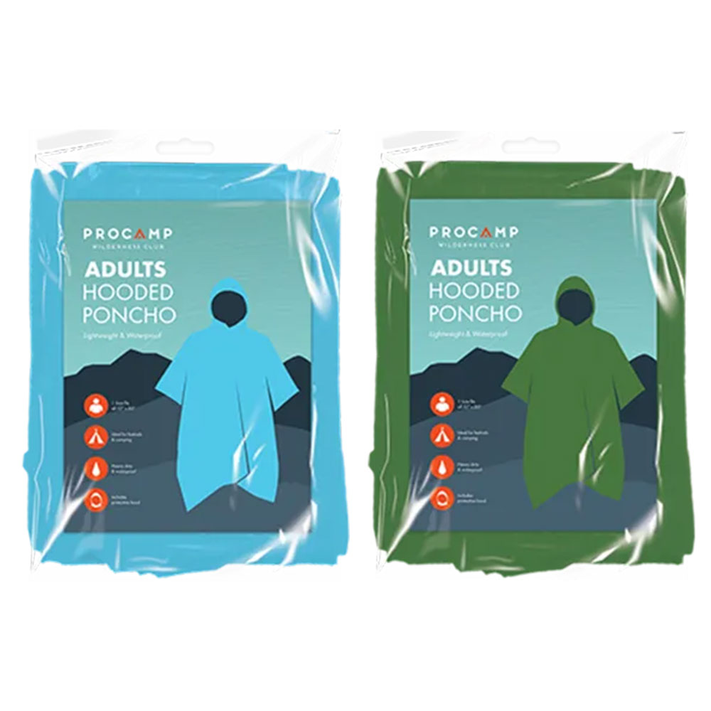 Procamp Hooded Rain Poncho Raincoat - Pack of 2 - £4.99 delivered