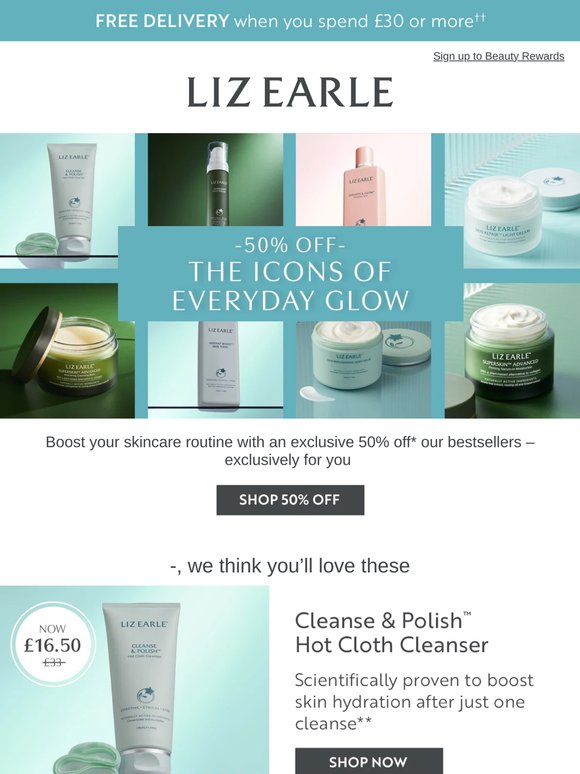 50% off the icons of everyday glow✨