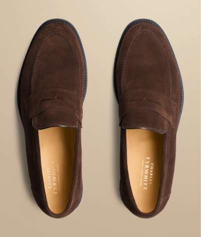 Suede Penny Loafers - Chocolate Brown