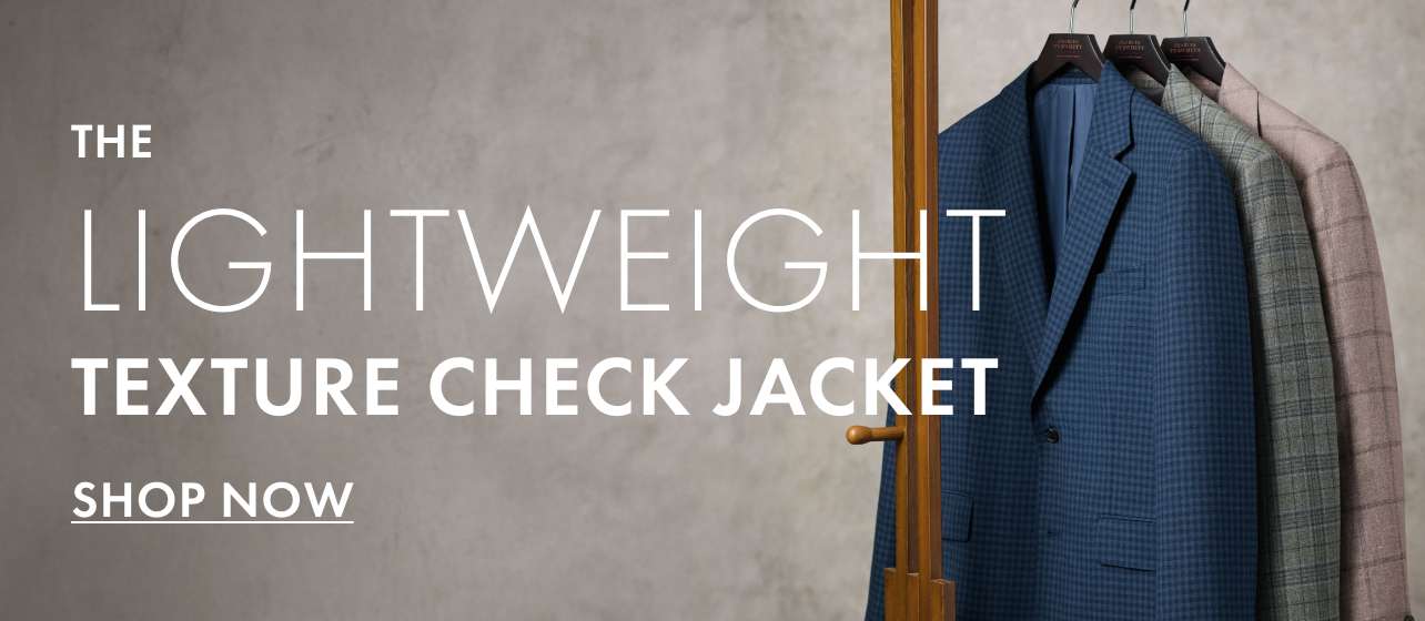 Lightweight Wool Texture Check Jacket – Indigo Blue