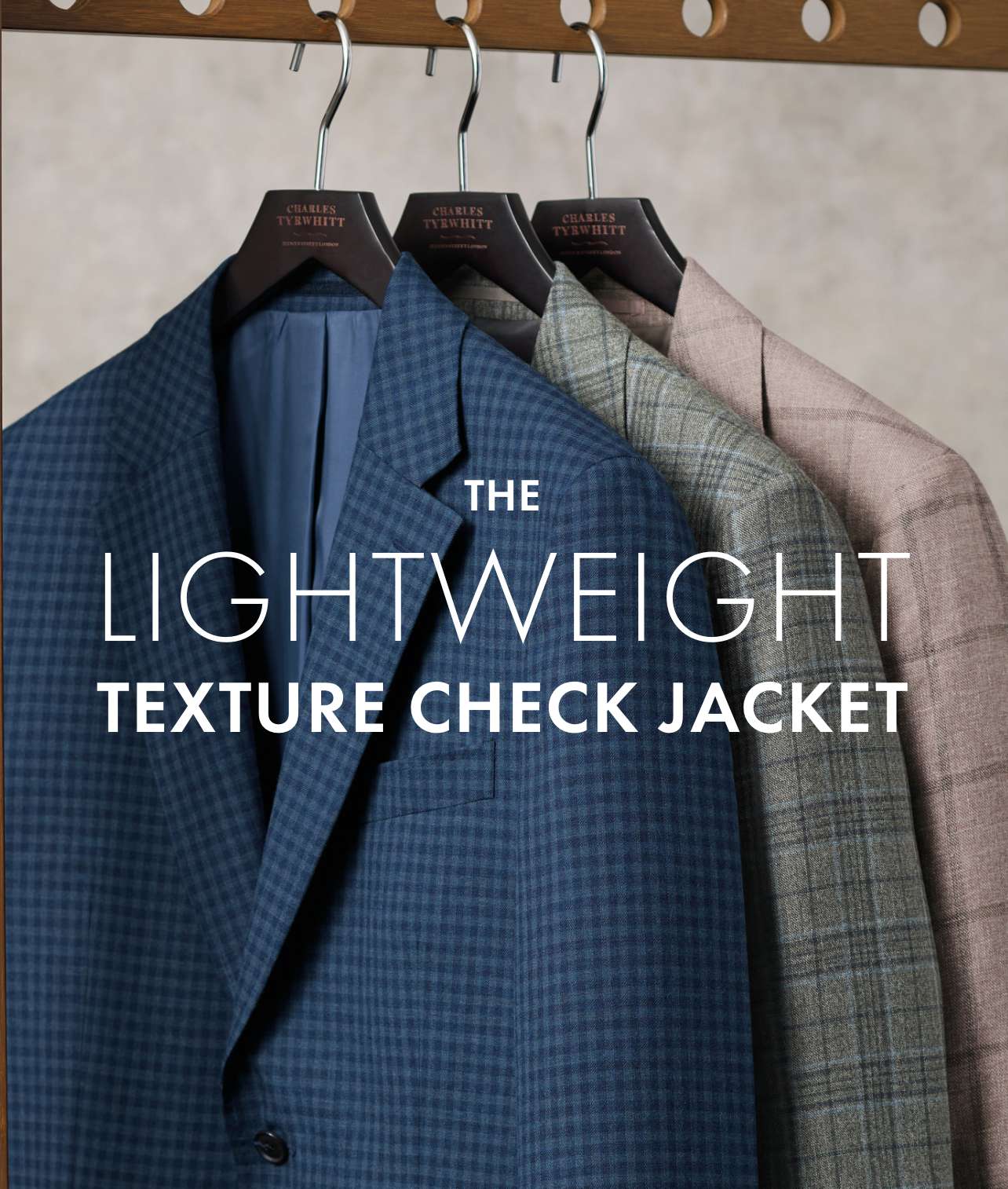 Lightweight Wool Texture Check Jacket – Indigo Blue