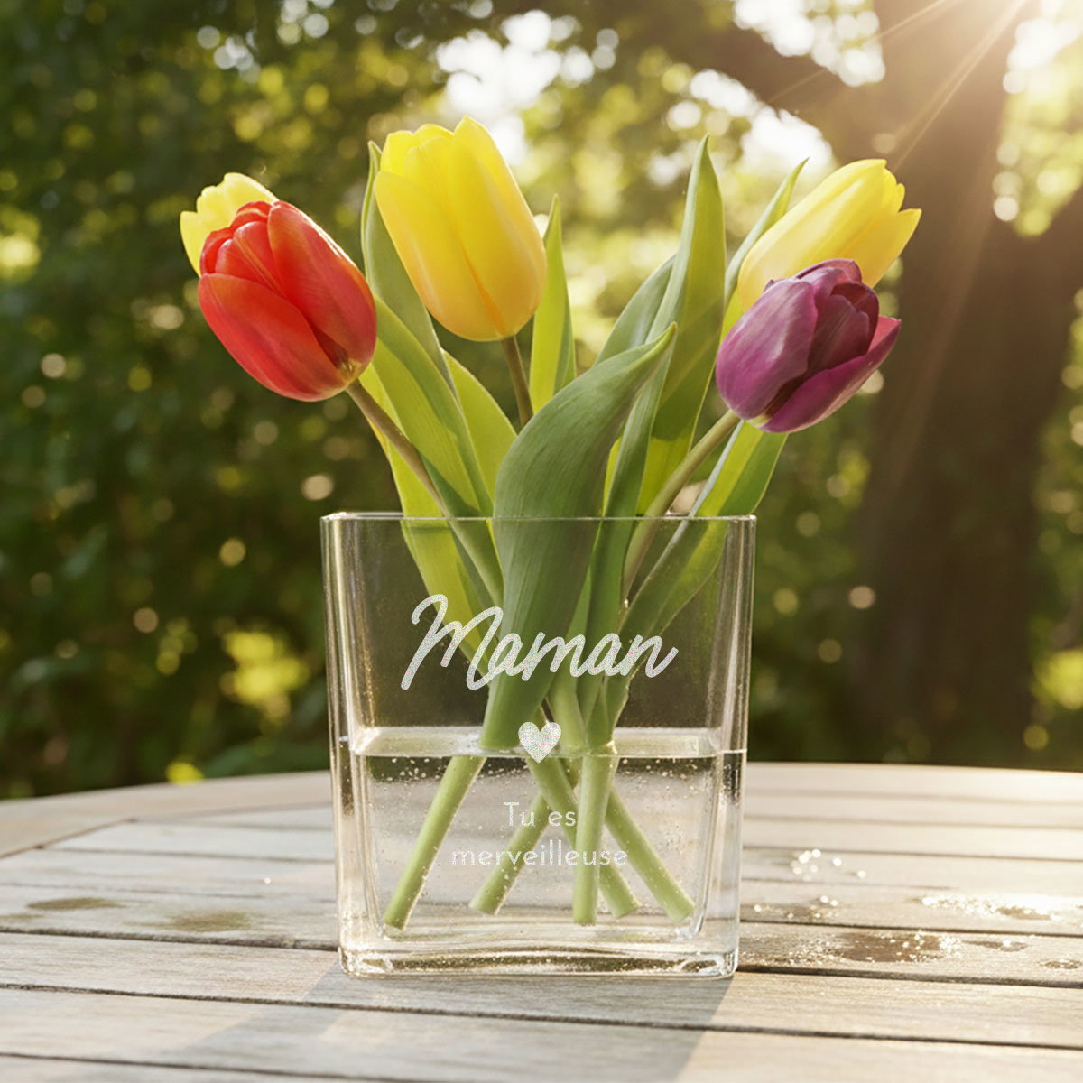 Image of Vase à fleurs personnalisé avec texte et symbole