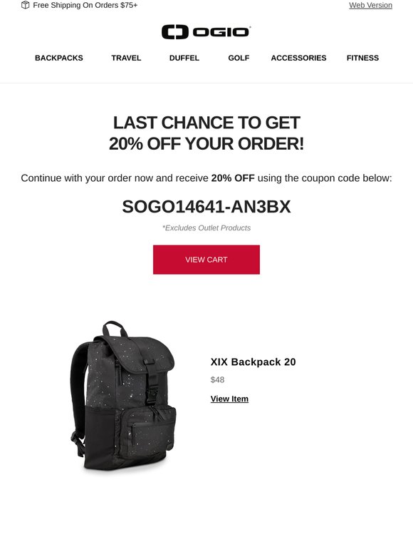 Don't Let Your Code Expire! Last Chance To Get 20% Off Your Saved Cart