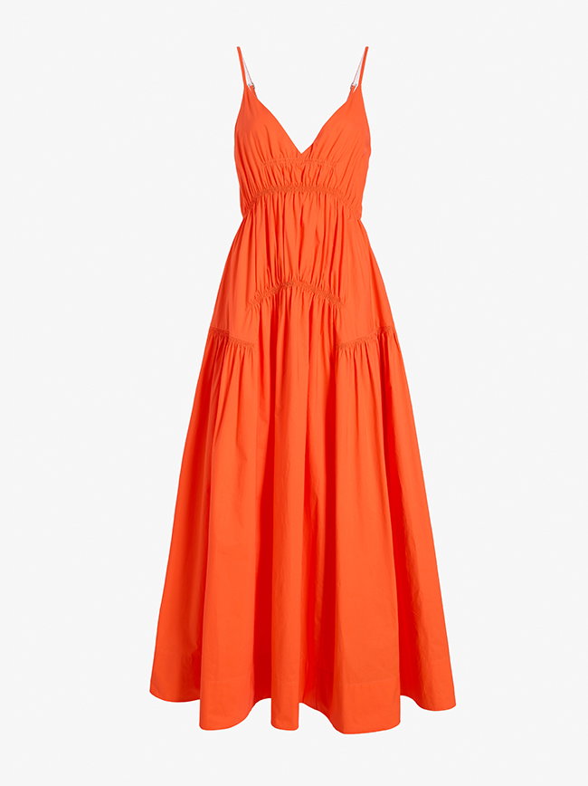 Michelyn Dress in Poplin in Orange