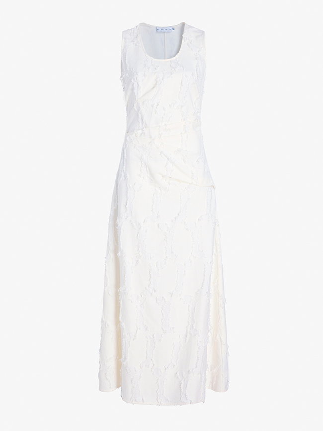 Violeta Dress in Jacquard Cotton in off white