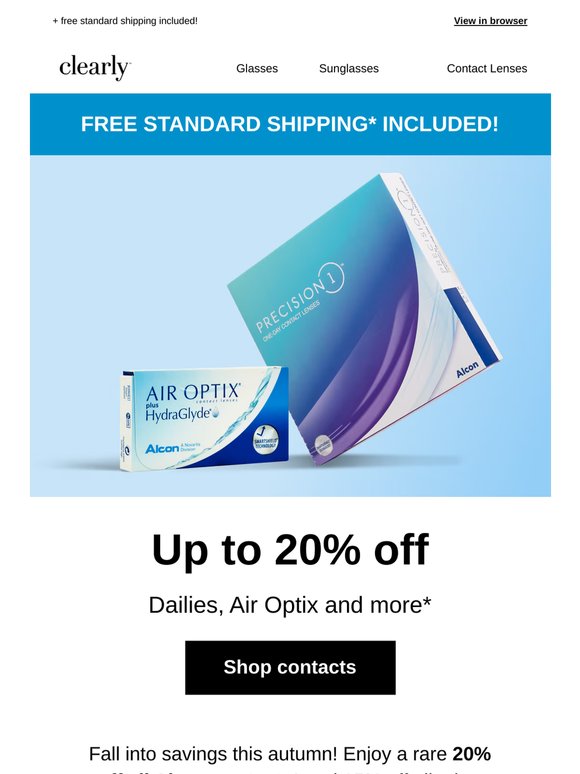 A rare 20% off Alcon contacts