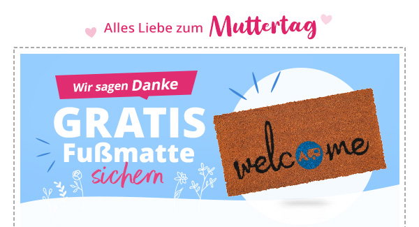Gratis Fußmatte sichern mit dem Aktionscode GRATIS26