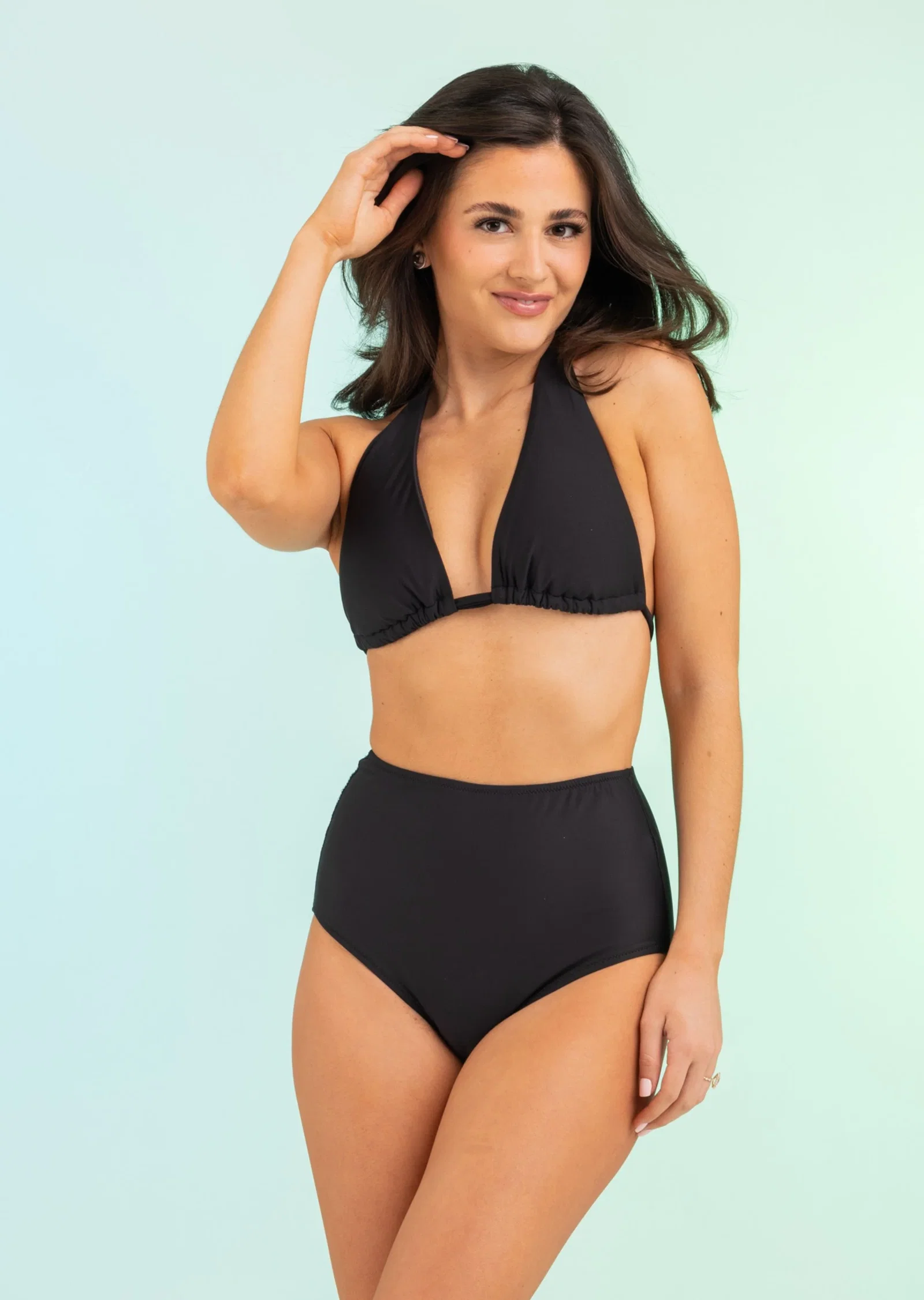 Image of Black High Rise Solid Bottom (229)