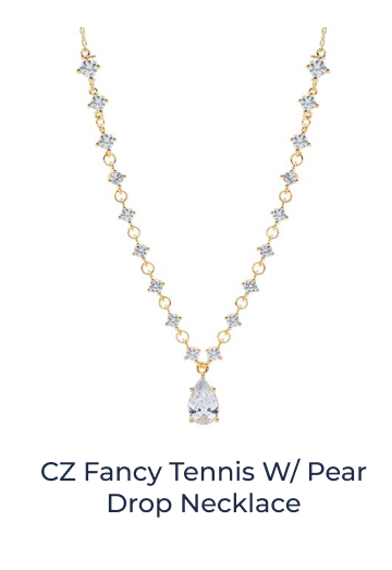 CZ Fancy Tennis W/ Pear Drop Necklace
