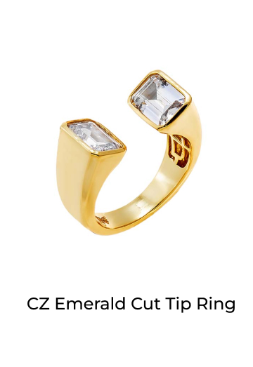 CZ Emerald Cut Tip Ring