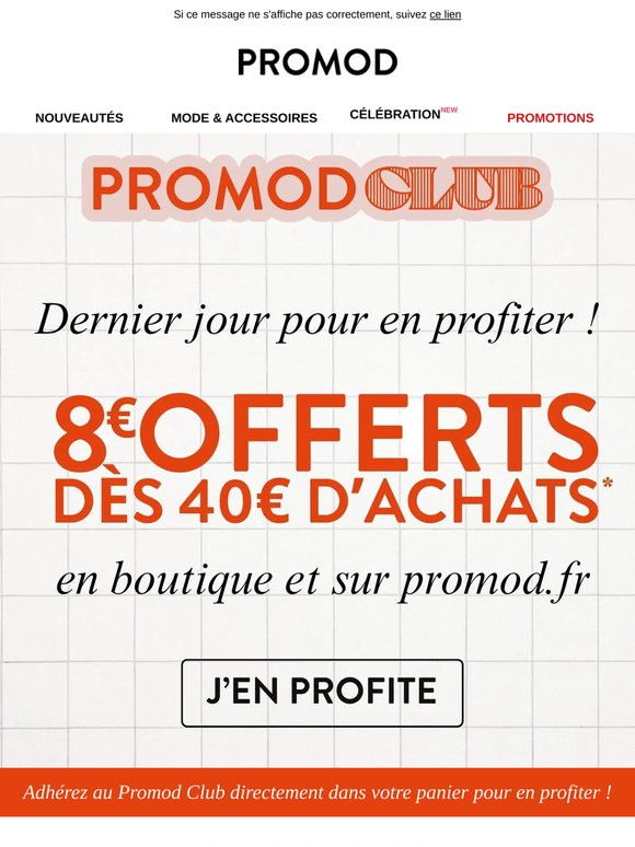 ⏳Dernier jour : 8€ dès 40€ d'achats