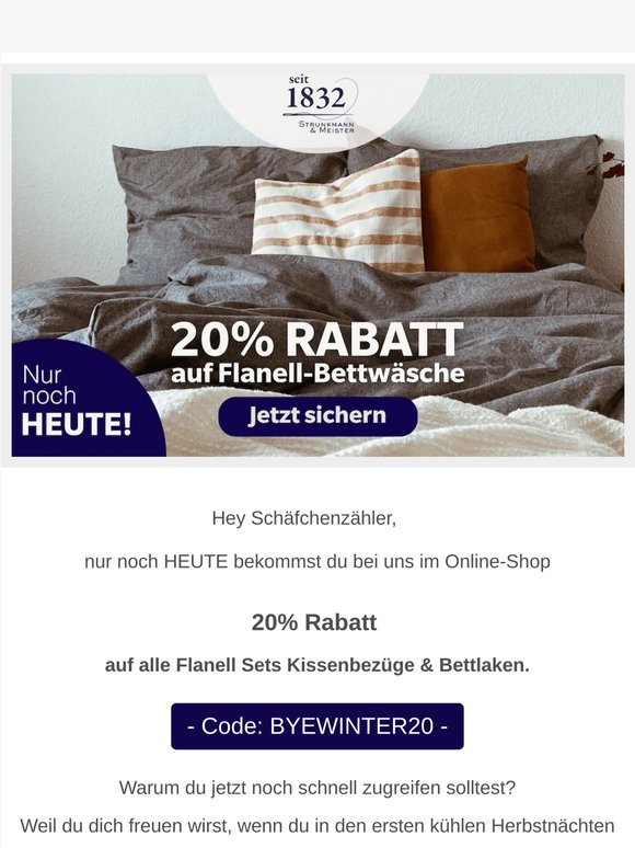 Nur noch HEUTE: 20% Rabatt sparen!