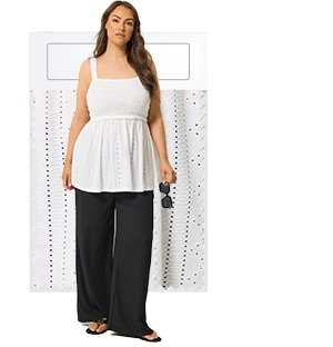 YOURS Curve White Broderie Anglasie Vest Top