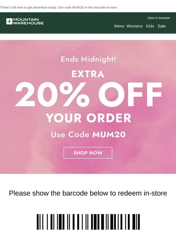 Final hours to get your extra 20% off! ⏳