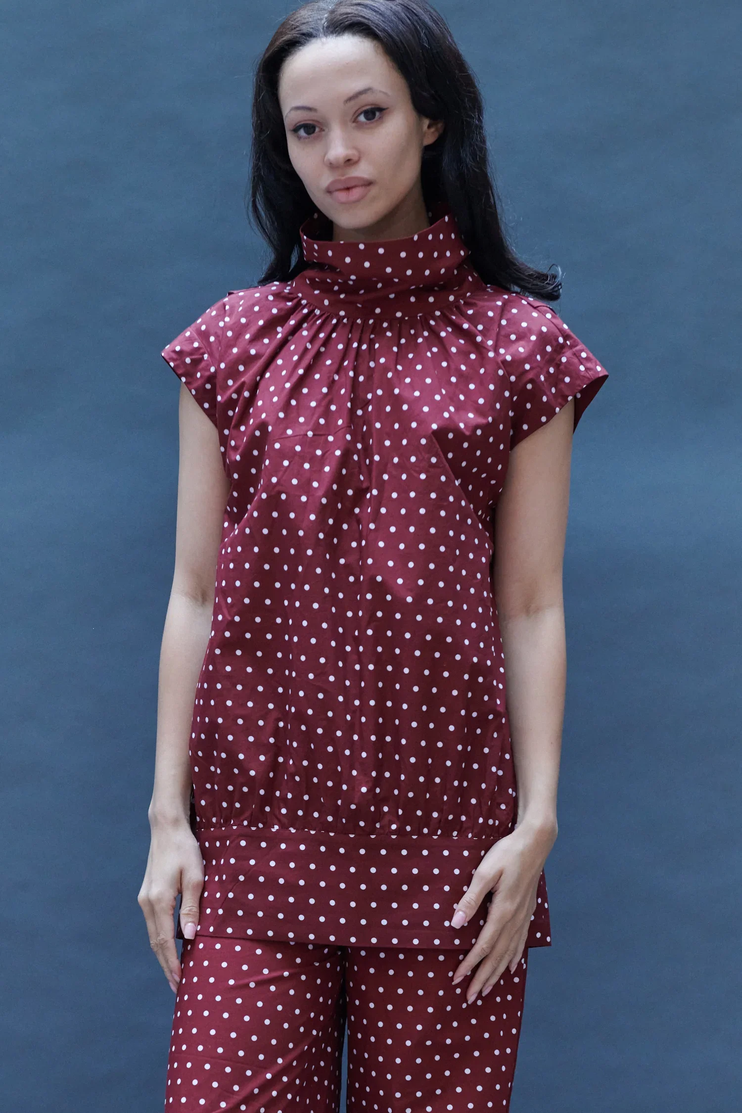 Image of Maya Blouse in Maroon Dots
