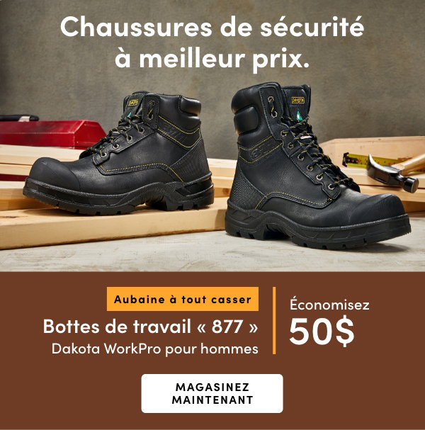 Aubaine à Tout Casser Bottes de travail « 877 » Dakota WorkPro pour hommes économisez 50$