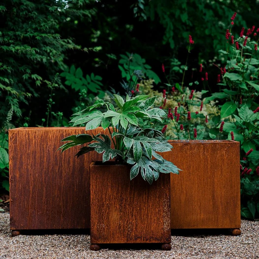 Corten steel square planter