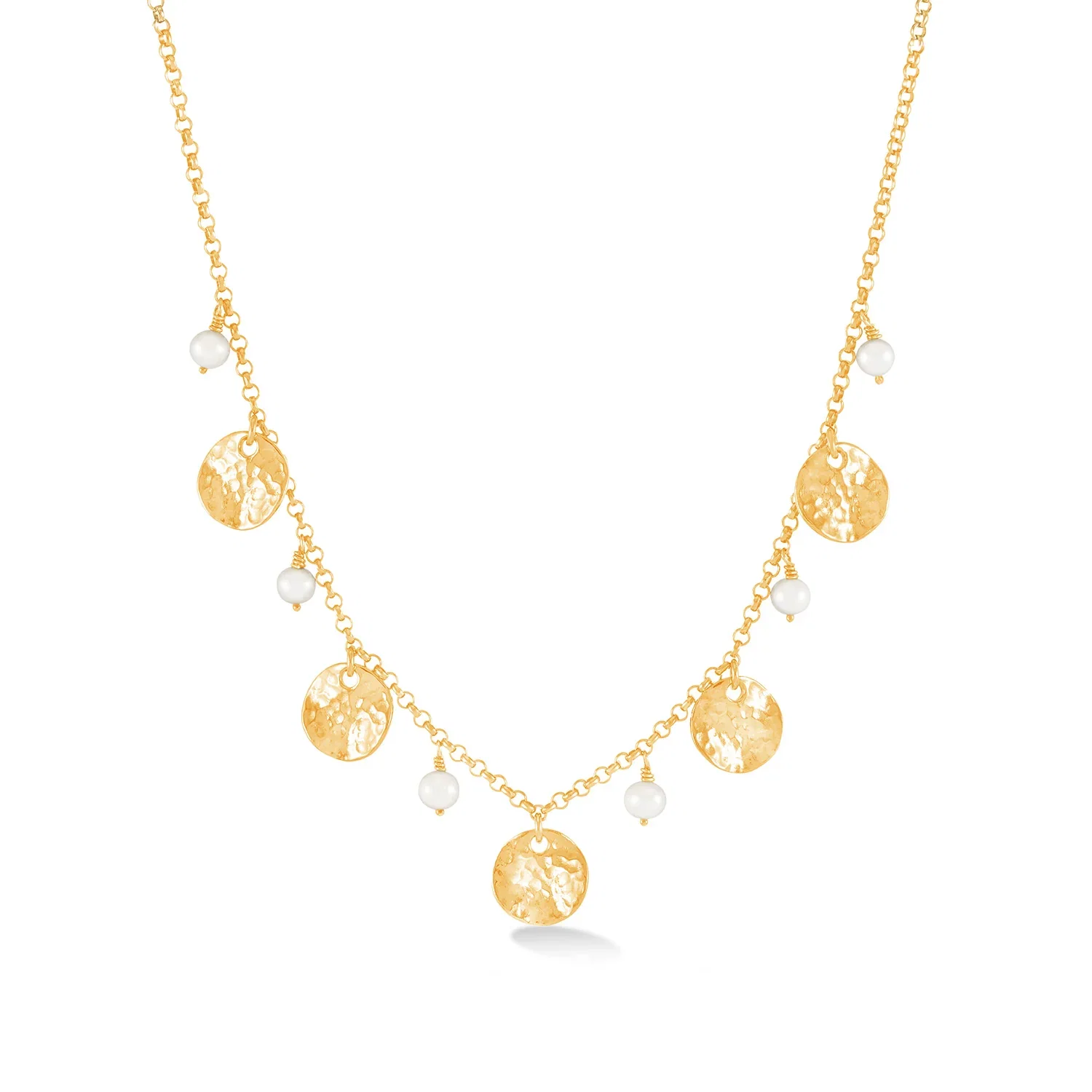 Image of White Pearl & Disc Collar Necklace