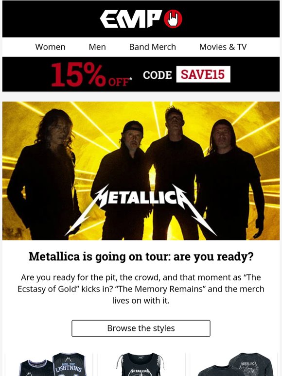 Grab 15% OFF - band merch and killer styles!