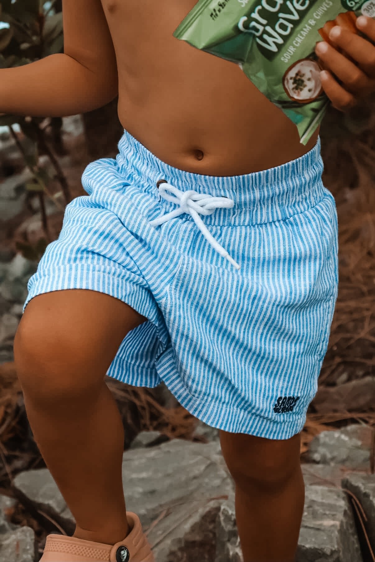 Image of Coastal Stripe Linen Shorts